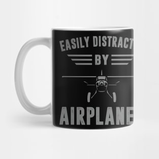 Easily Distracted By Airplanes Shirt Retro Airplane Pilot Funny Mug